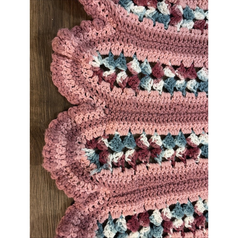 54x74 Vintage Handmade Afghan Crochet blanket. Mauve